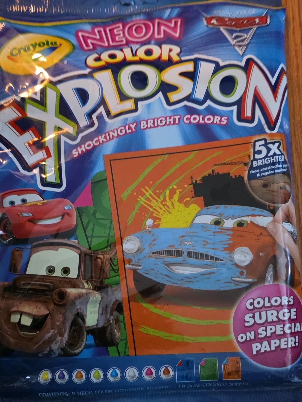 Crayola Neon Color Explosion Markers Set With Bulk Lot Of 9 Disney Pixar "CARS"
